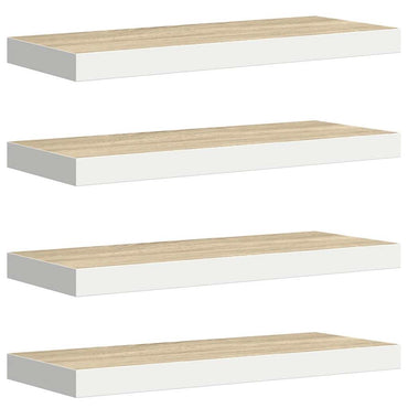 vidaXL Schweberegale 4 Stk. Eichen-Optik und Weiß 60x23,5x3,8 cm MDF
