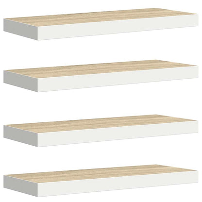 vidaXL Schweberegale 4 Stk. Eichen-Optik und Weiß 60x23,5x3,8 cm MDF
