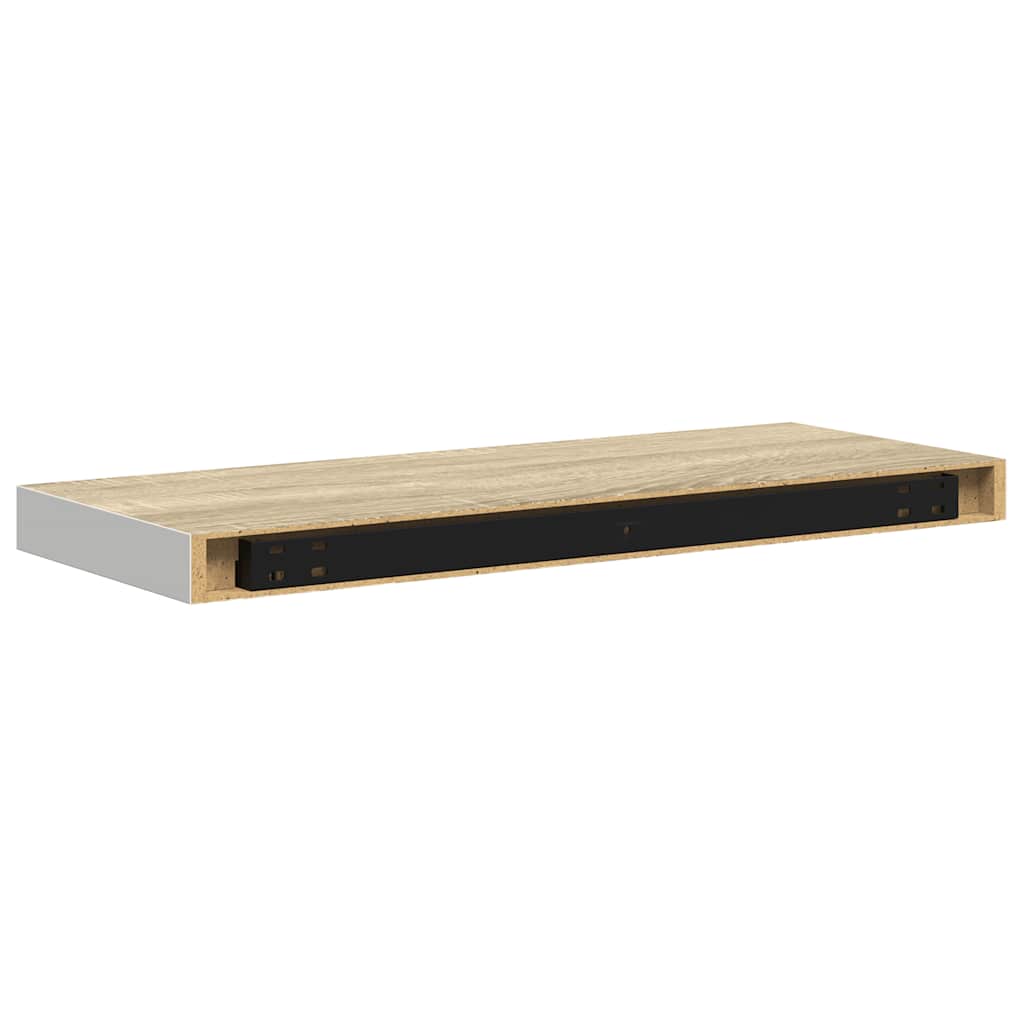 vidaXL Schweberegale 4 Stk. Eichen-Optik und Weiß 60x23,5x3,8 cm MDF
