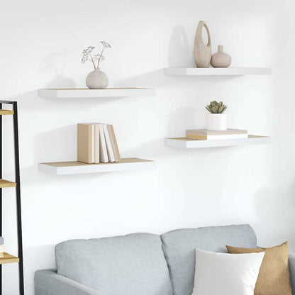 vidaXL Schweberegale 4 Stk. Eichen-Optik und Weiß 60x23,5x3,8 cm MDF