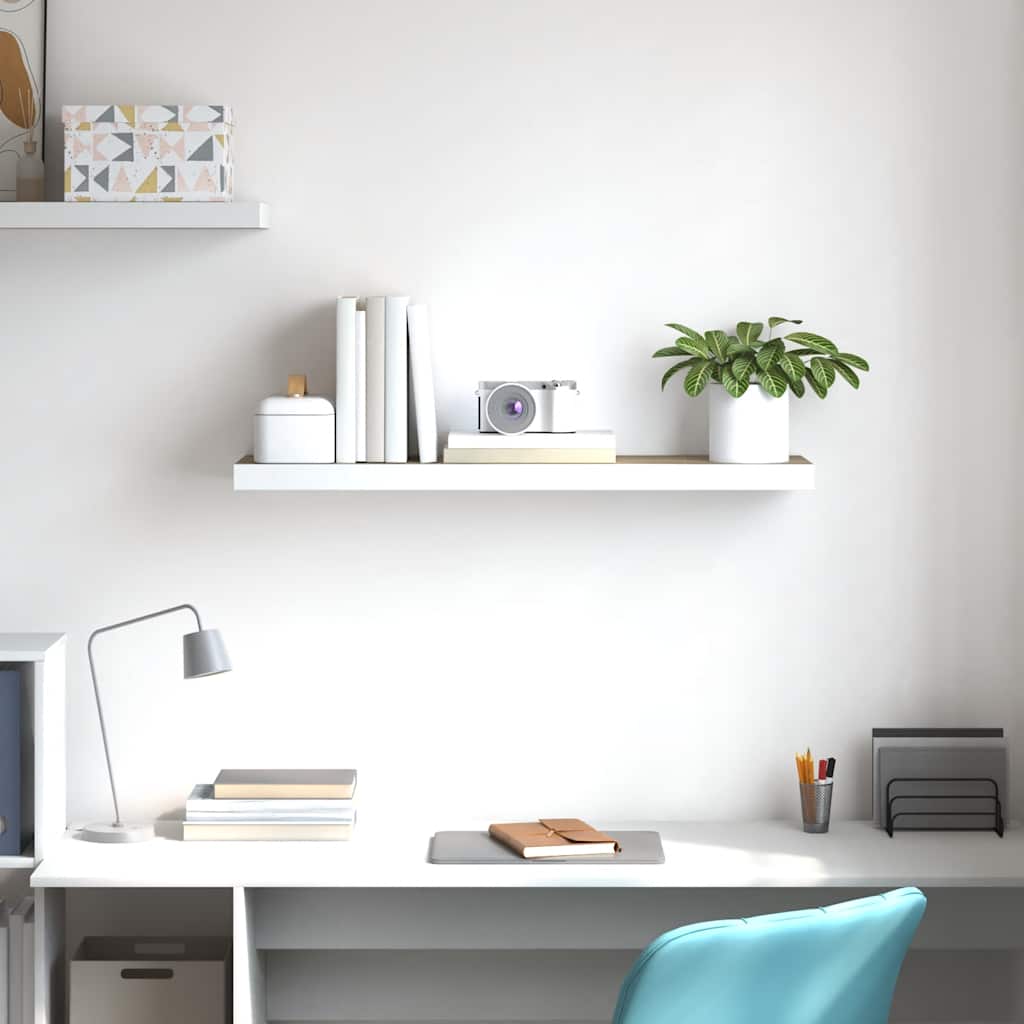 vidaXL Schweberegal Eichen-Optik und Weiß 80x23,5x3,8 cm MDF
