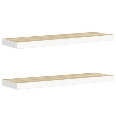 vidaXL Schweberegale 2 Stk. Eichen-Optik und Weiß 80x23,5x3,8 cm MDF
