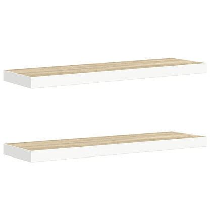 vidaXL Schweberegale 2 Stk. Eichen-Optik und Weiß 80x23,5x3,8 cm MDF