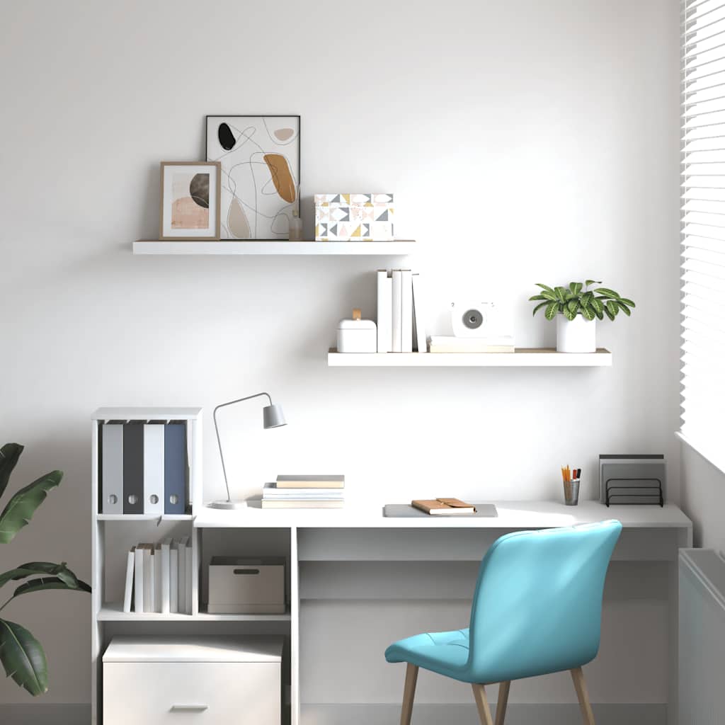vidaXL Schweberegale 2 Stk. Eichen-Optik und Weiß 80x23,5x3,8 cm MDF