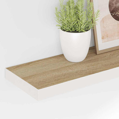 vidaXL Schweberegale 2 Stk. Eichen-Optik und Weiß 80x23,5x3,8 cm MDF