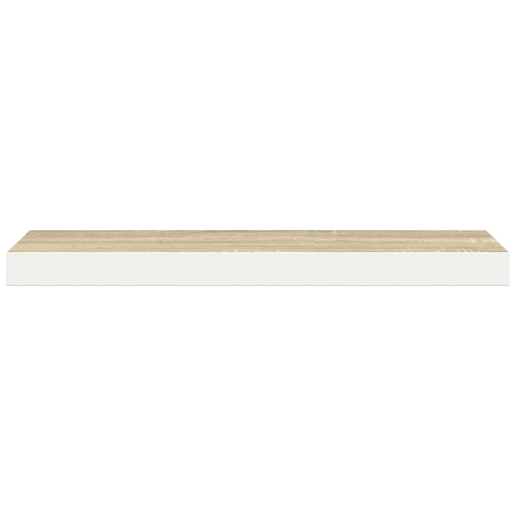 vidaXL Schweberegale 2 Stk. Eichen-Optik und Weiß 80x23,5x3,8 cm MDF