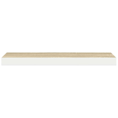 vidaXL Schweberegale 2 Stk. Eichen-Optik und Weiß 80x23,5x3,8 cm MDF