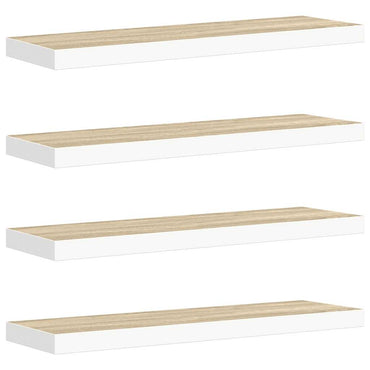 vidaXL Schweberegale 4 Stk. Eichen-Optik und Weiß 80x23,5x3,8 cm MDF