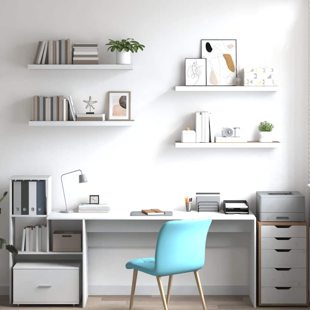 vidaXL Schweberegale 4 Stk. Eichen-Optik und Weiß 80x23,5x3,8 cm MDF