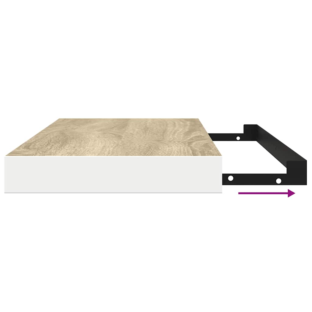 vidaXL Schweberegale 4 Stk. Eichen-Optik und Weiß 80x23,5x3,8 cm MDF