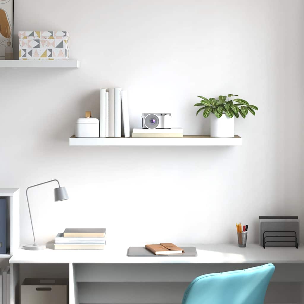 vidaXL Étagère flottante aspect chêne et blanc 90x23,5x3,8 cm MDF