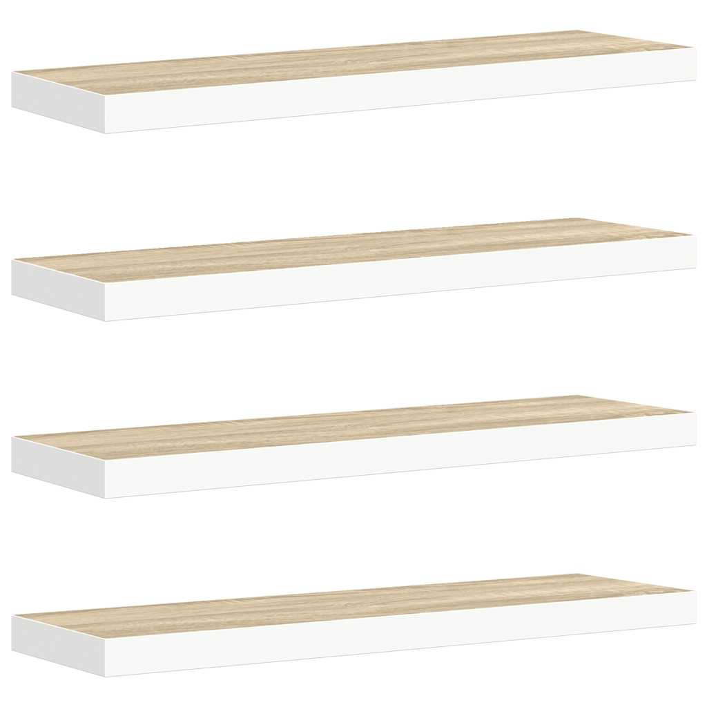 vidaXL Étagères flottantes 4 pcs Chêne et blanc 90x23,5x3,8 cm MDF