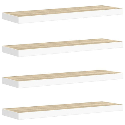 vidaXL Étagères flottantes 4 pcs Chêne et blanc 90x23,5x3,8 cm MDF