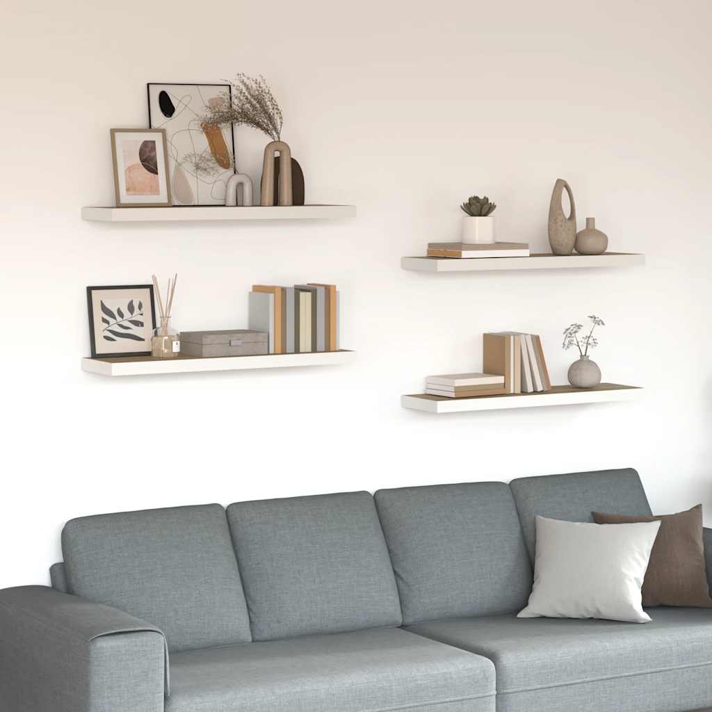 vidaXL Étagères flottantes 4 pcs Chêne et blanc 90x23,5x3,8 cm MDF