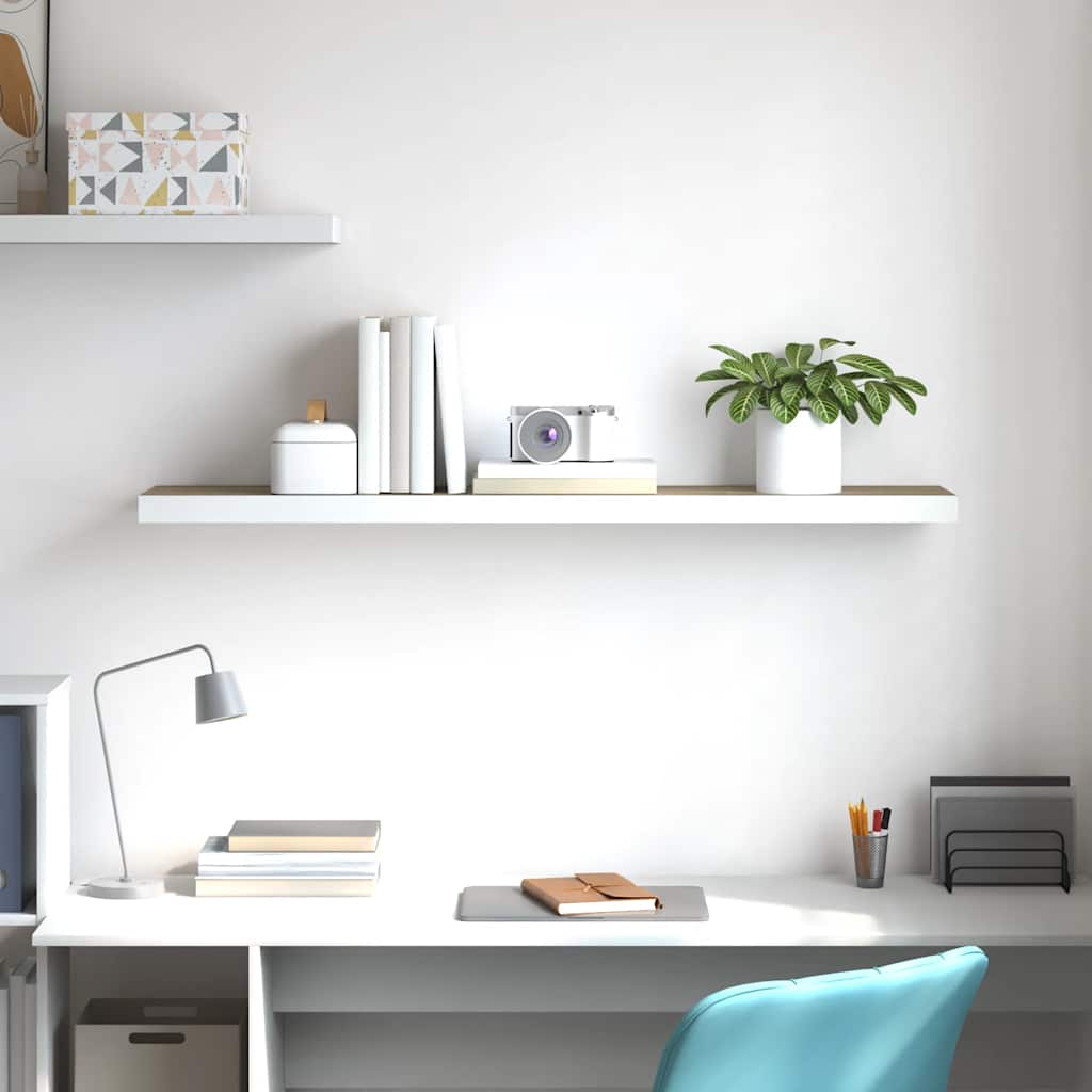 vidaXL Étagère flottante aspect chêne et blanc 120x23,5x3,8 cm MDF