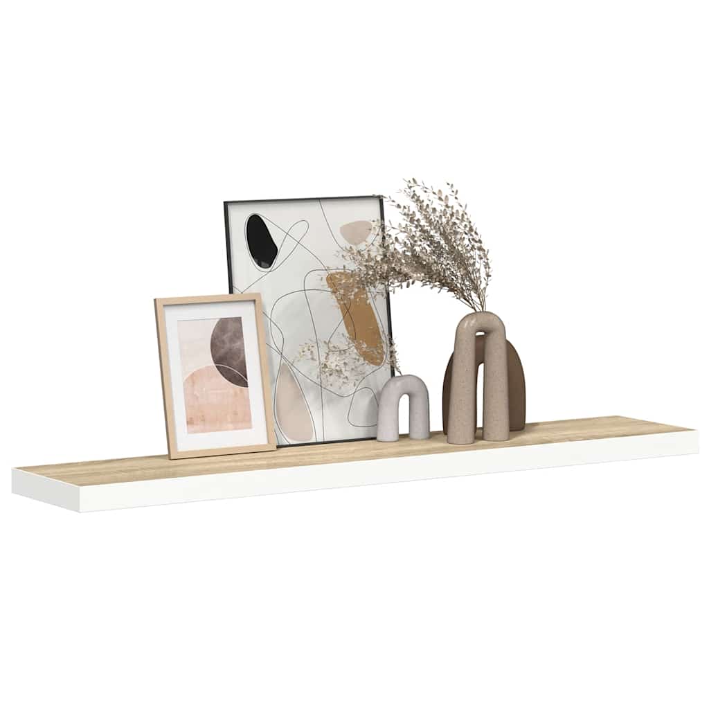 vidaXL Étagère flottante aspect chêne et blanc 120x23,5x3,8 cm MDF