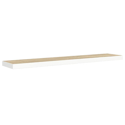 Schweberegale 2 Stk. Eichen-Optik und Weiß 120x23,5x3,8 cm MDF