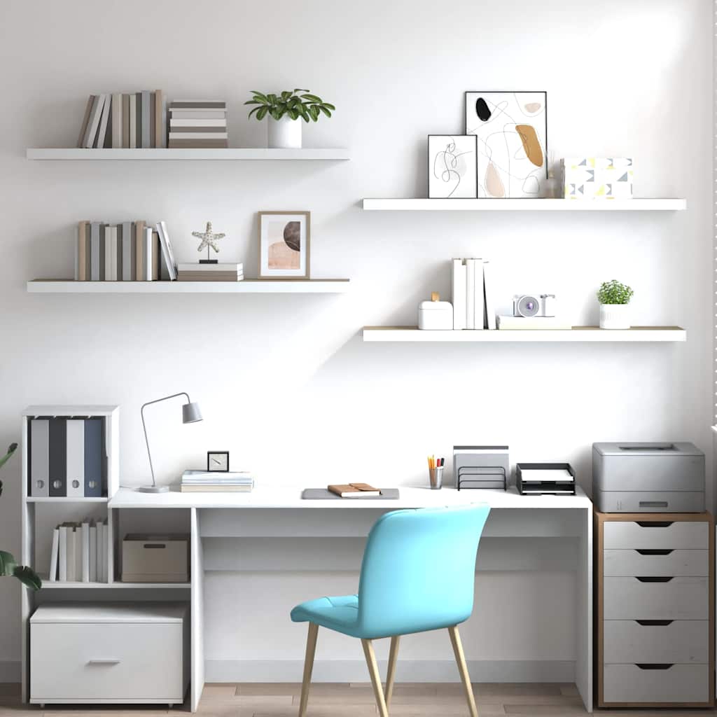 Schweberegale 4 Stk. Eichen-Optik und Weiß 120x23,5x3,8 cm MDF