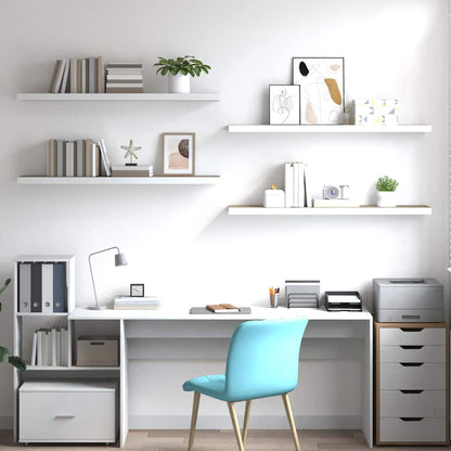 Schweberegale 4 Stk. Eichen-Optik und Weiß 120x23,5x3,8 cm MDF