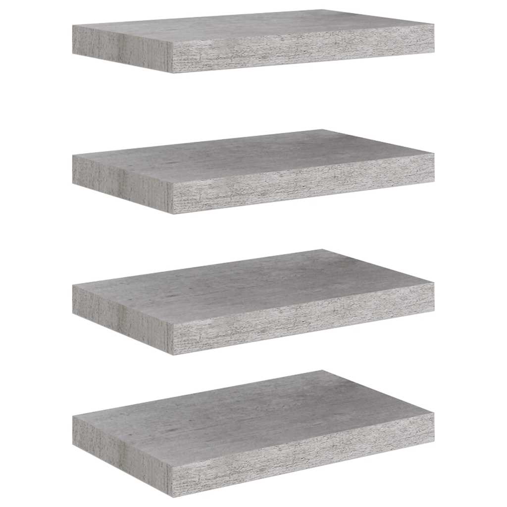 vidaXL Étagères flottantes 4 pcs Gris béton 40x23x3,8 cm MDF