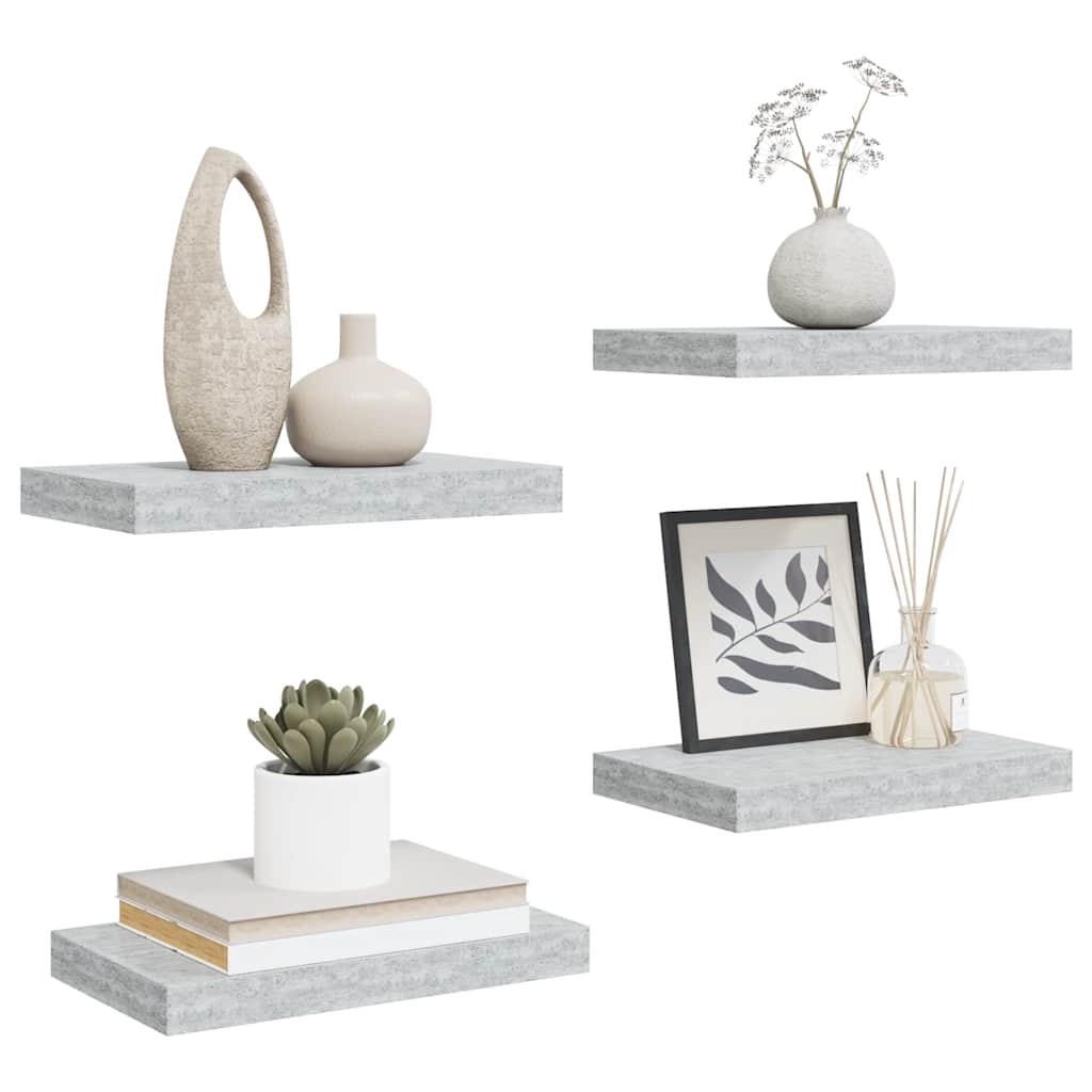 vidaXL Étagères flottantes 4 pcs Gris béton 40x23x3,8 cm MDF