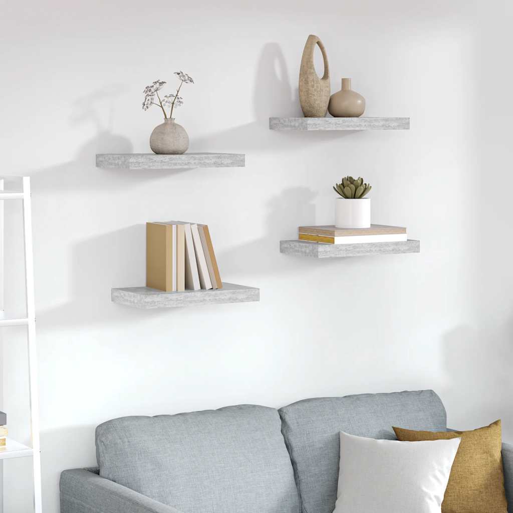 vidaXL Étagères flottantes 4 pcs Gris béton 40x23x3,8 cm MDF