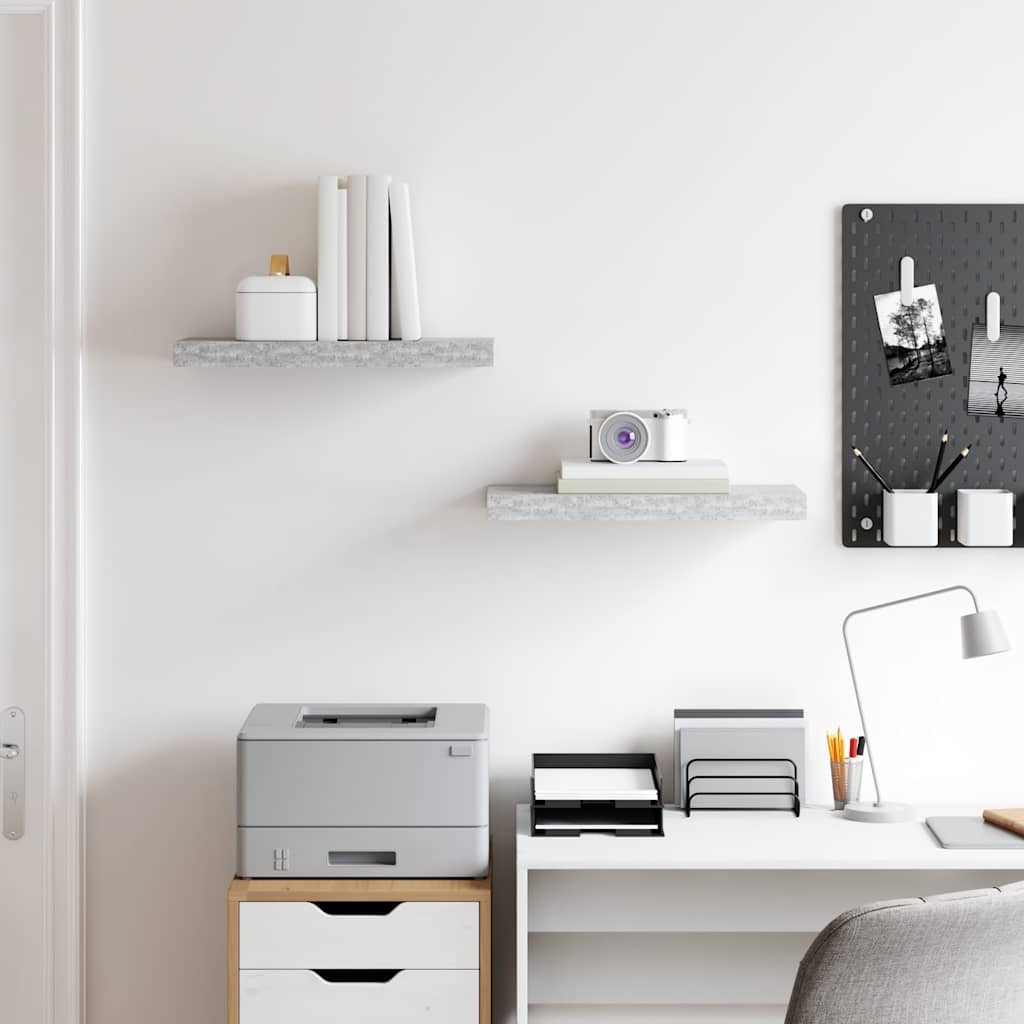 vidaXL Étagères murales flottantes 2 pcs Gris béton 50x23x3,8 cm MDF