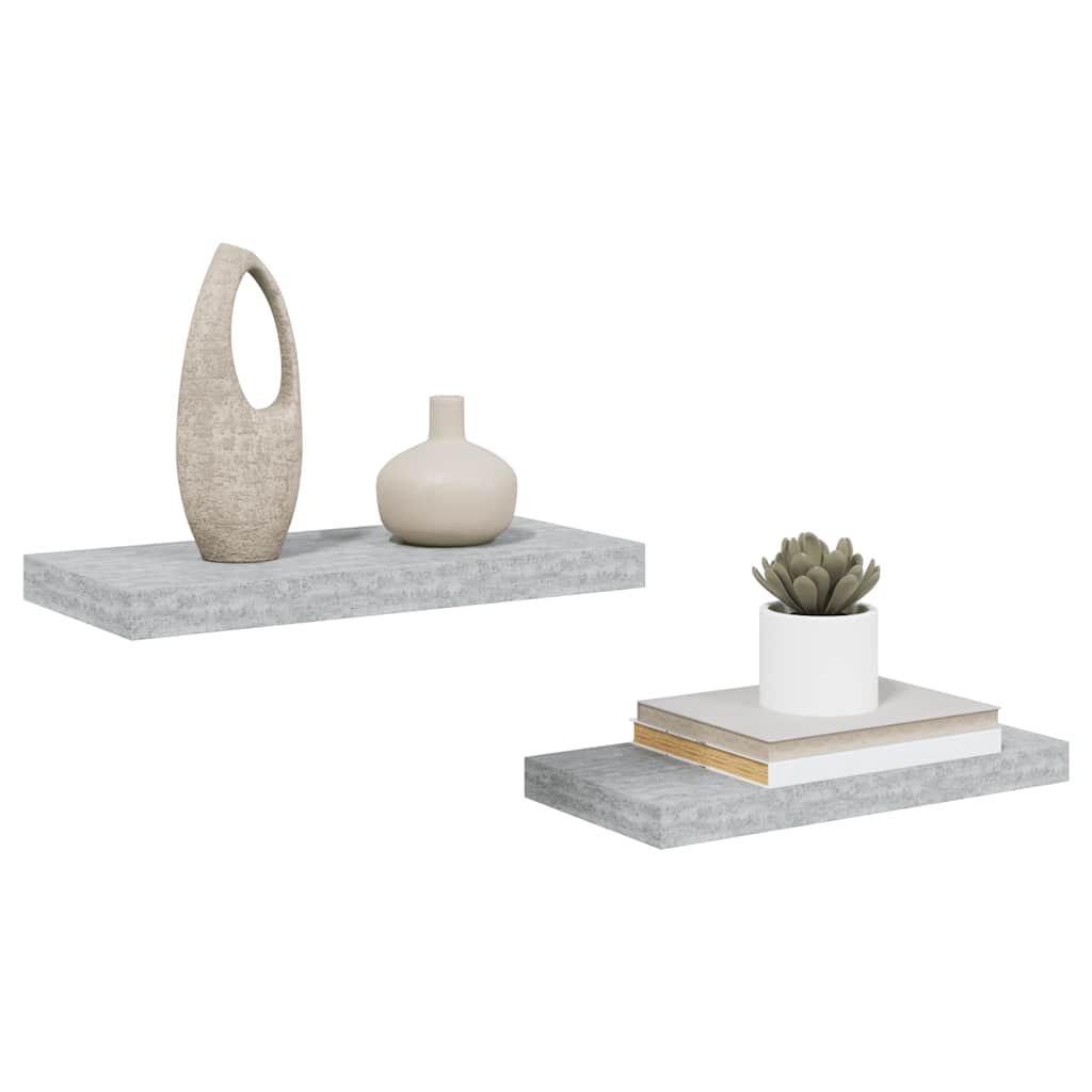 vidaXL Étagères murales flottantes 2 pcs Gris béton 50x23x3,8 cm MDF