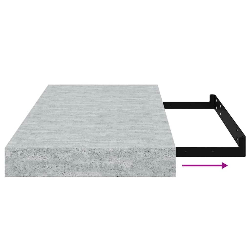 vidaXL Étagères murales flottantes 2 pcs Gris béton 50x23x3,8 cm MDF
