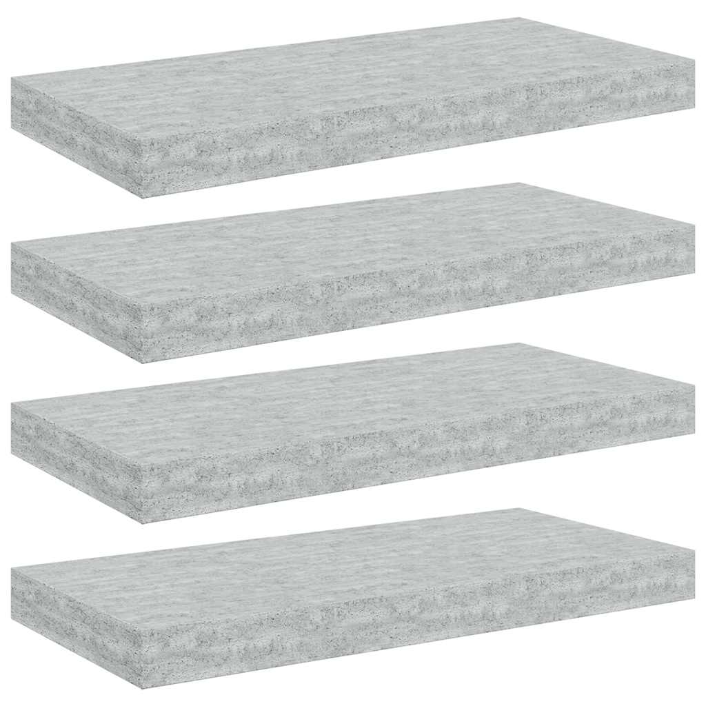 vidaXL Étagères murales flottantes 4 pcs Gris béton 50x23x3,8 cm MDF
