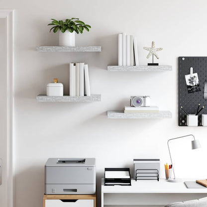 vidaXL Étagères murales flottantes 4 pcs Gris béton 50x23x3,8 cm MDF