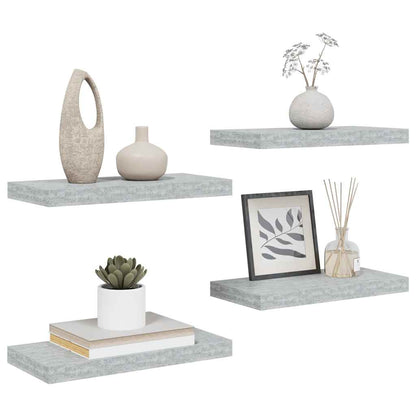vidaXL Étagères murales flottantes 4 pcs Gris béton 50x23x3,8 cm MDF
