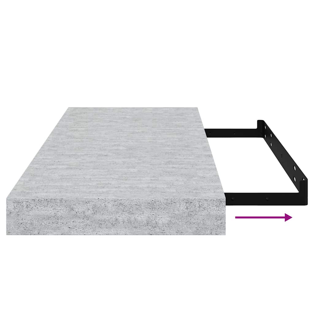vidaXL Étagères murales flottantes 2 pcs Gris béton 60x23,5x3,8 cm MDF