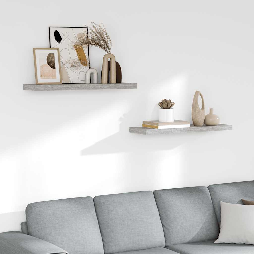 vidaXL Étagères murales 2 pcs Gris béton 80x23,5x3,8 cm MDF