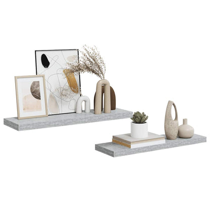 vidaXL Étagères murales 2 pcs Gris béton 80x23,5x3,8 cm MDF