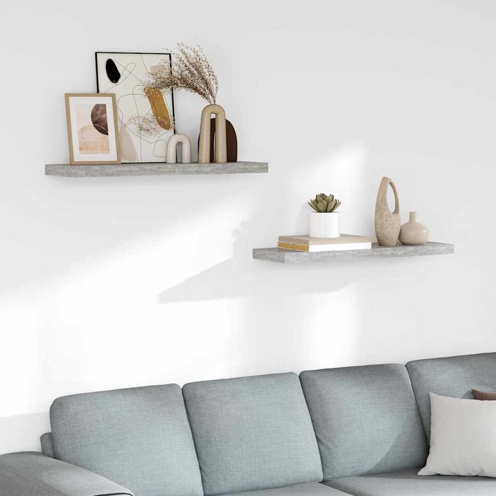 vidaXL Étagères murales 2 pcs Gris béton 80x23,5x3,8 cm MDF