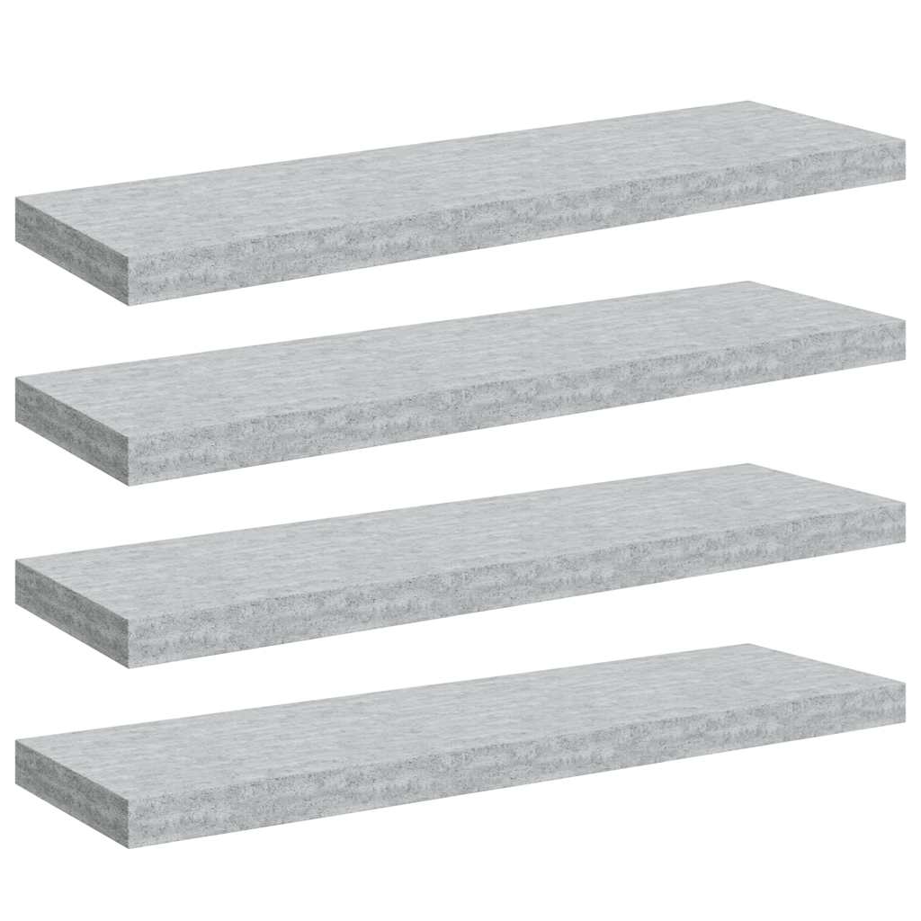 Schweberegale 4 Stk. Betongrau 80x23,5x3,8 cm MDF