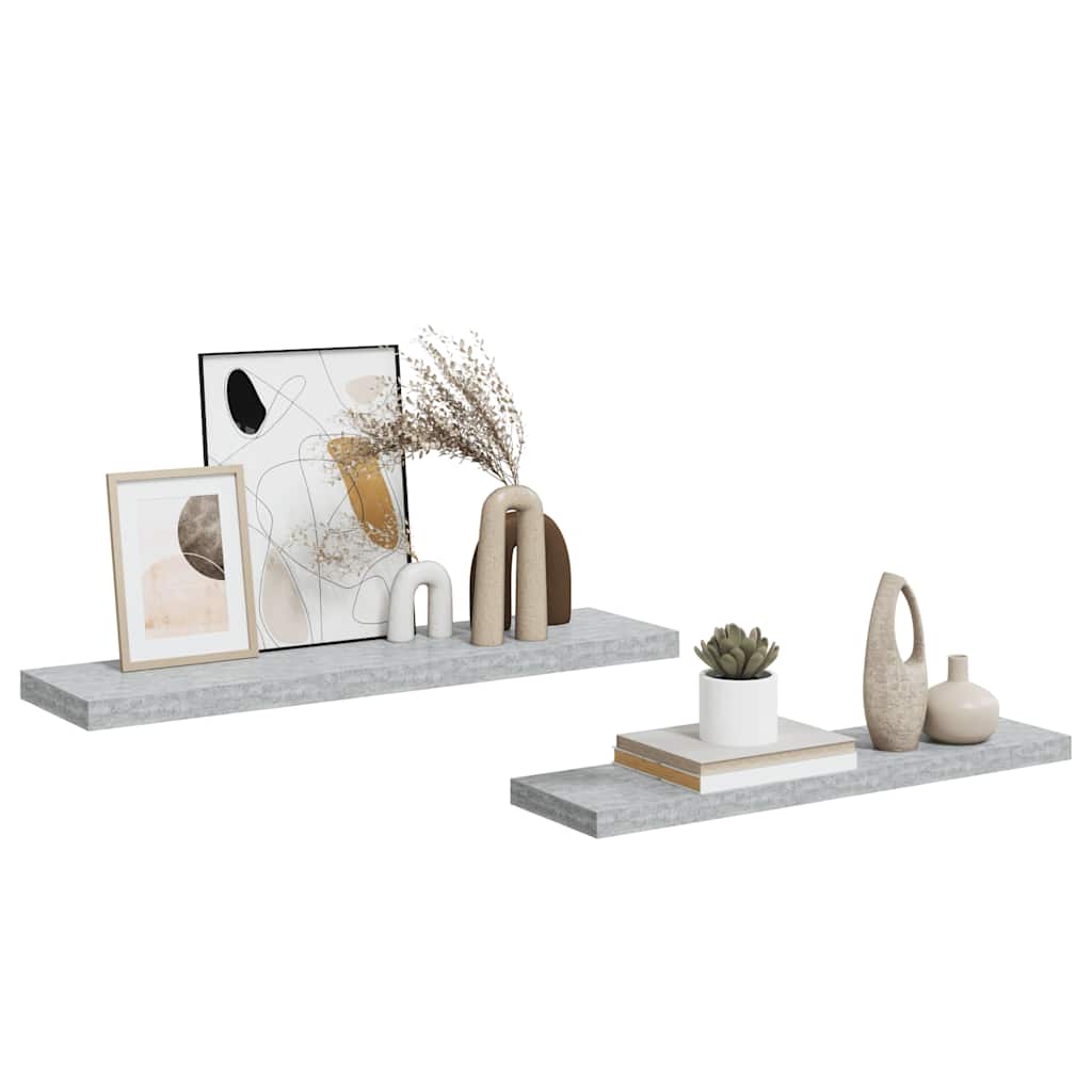 vidaXL Étagères murales flottantes 2 pcs Gris béton 90x23,5x3,8 cm MDF