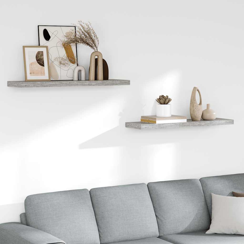 vidaXL Étagères murales flottantes 2 pcs Gris béton 90x23,5x3,8 cm MDF