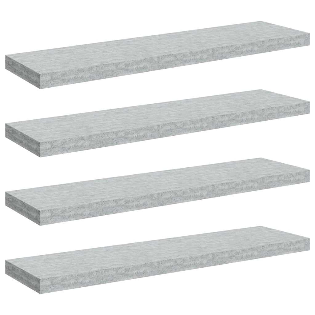 vidaXL Schweberegale 4 Stk. Betongrau 90x23,5x3,8 cm MDF