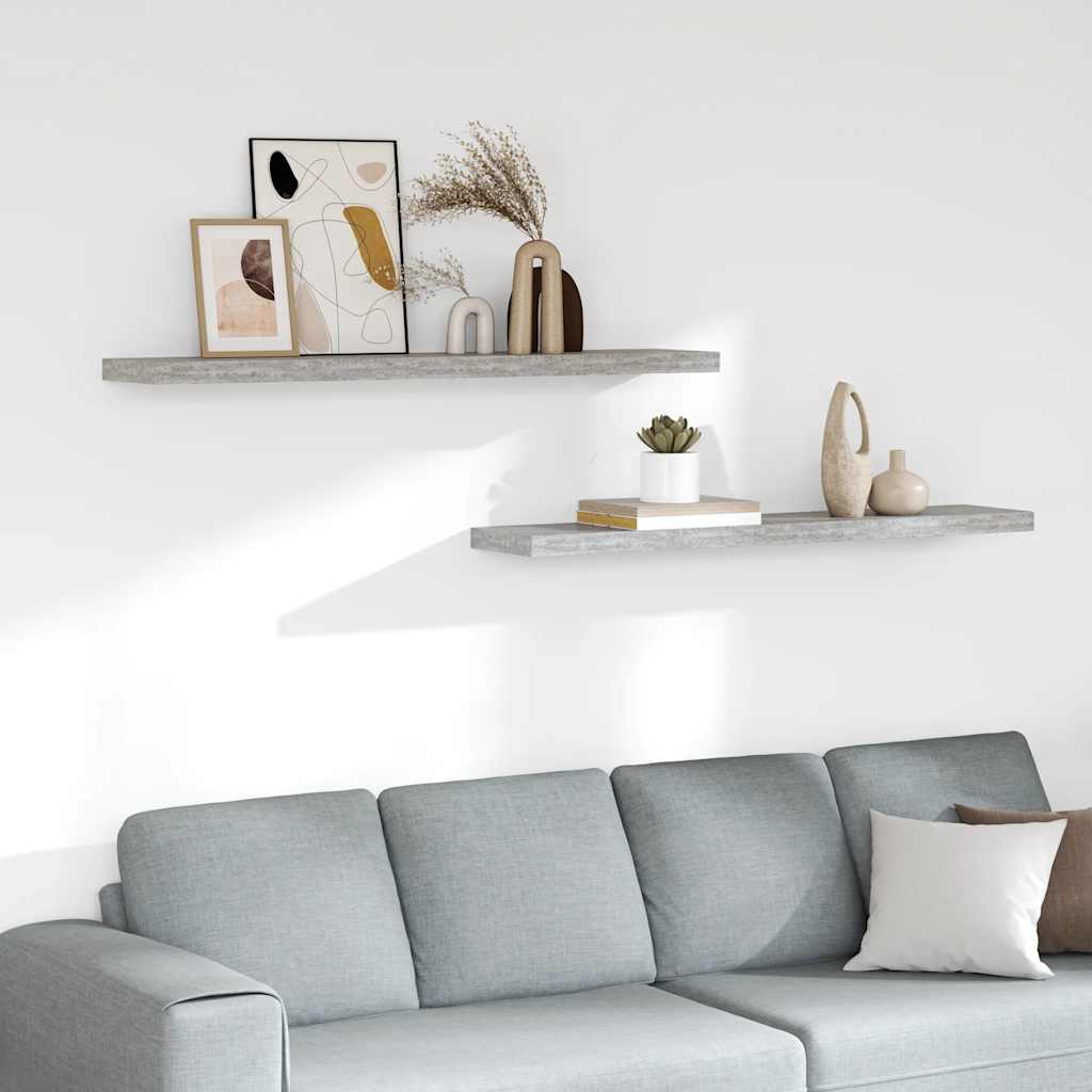 vidaXL Étagères murales 2 pcs Gris béton 120x23,5x3,8 cm MDF