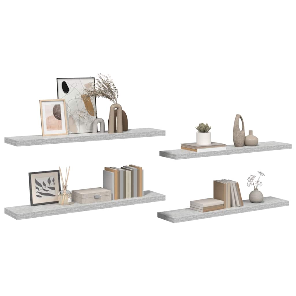vidaXL Étagères murales 4 pcs Gris béton 120x23,5x3,8 cm MDF