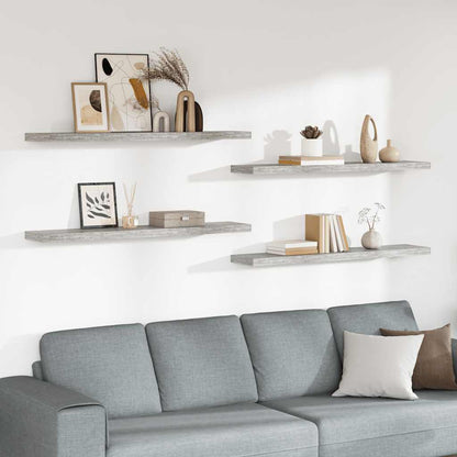 vidaXL Étagères murales 4 pcs Gris béton 120x23,5x3,8 cm MDF