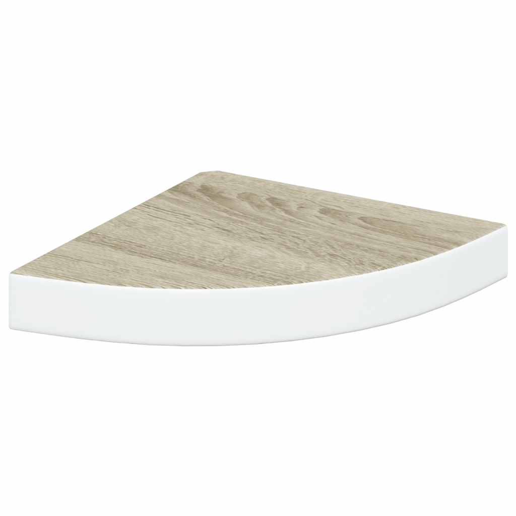 vidaXL Étagère d'angle murale aspect chêne et blanc 25x25x3,8 cm MDF