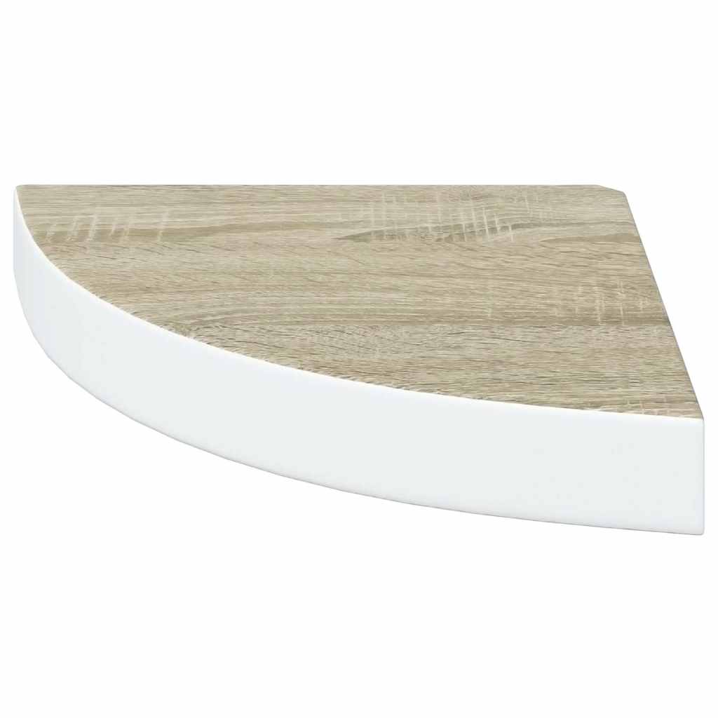 vidaXL Étagère d'angle murale aspect chêne et blanc 25x25x3,8 cm MDF