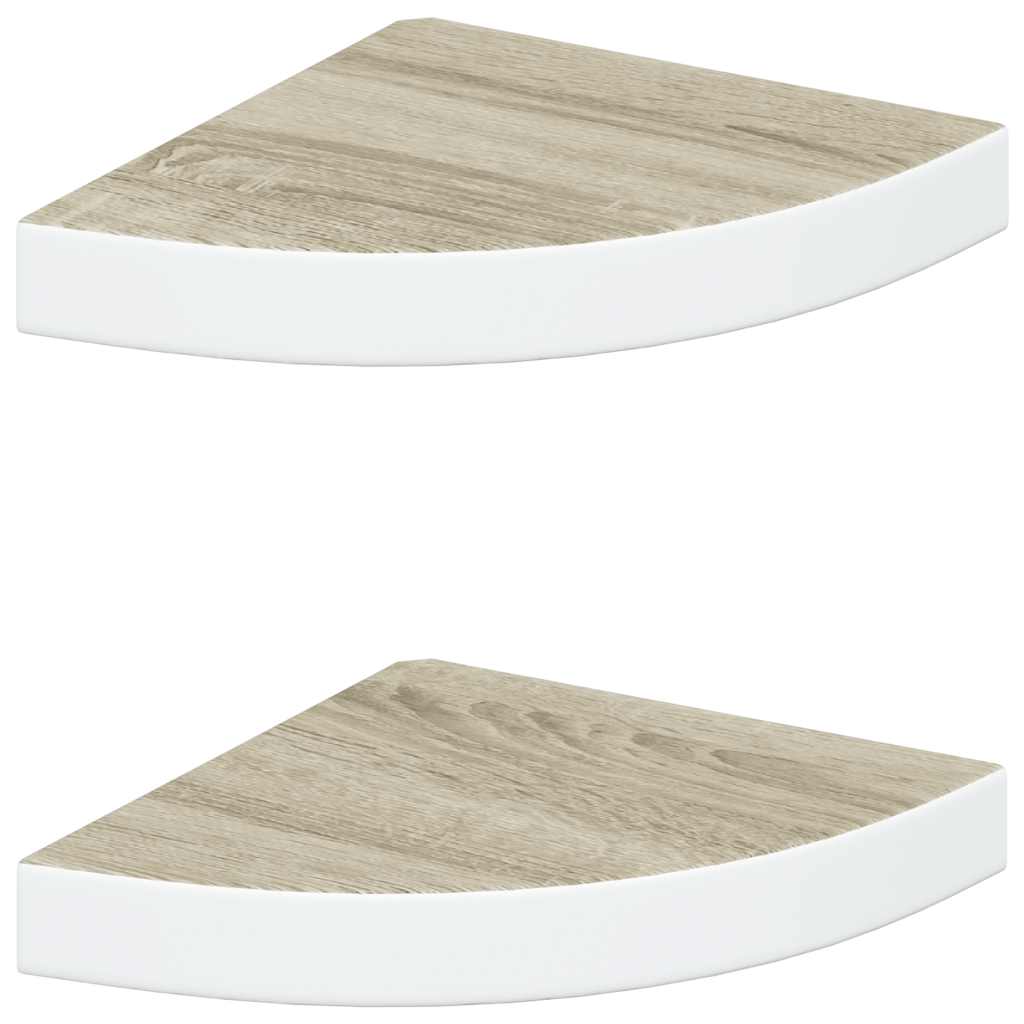 vidaXL Étagère d'angle murale 2 pcs Chêne et blanc 25x25x3,8 cm MDF