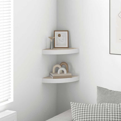 vidaXL Étagère d'angle murale 2 pcs Chêne et blanc 25x25x3,8 cm MDF