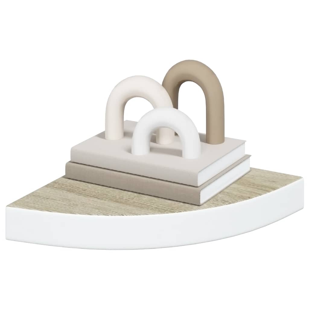 vidaXL Étagère d'angle murale 2 pcs Chêne et blanc 25x25x3,8 cm MDF