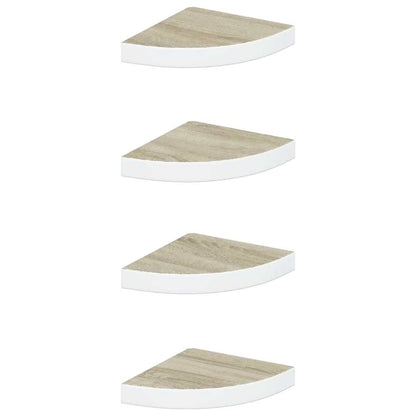 vidaXL Étagères flottantes d'angle 4 pcs Aspect chêne et blanc 25x25x3,8 cm MDF