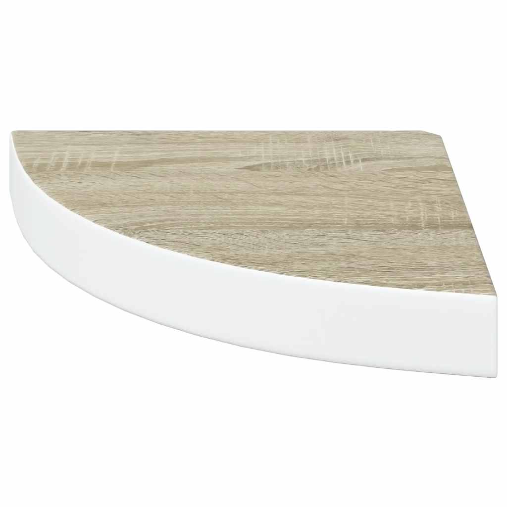 vidaXL Étagères flottantes d'angle 4 pcs Aspect chêne et blanc 25x25x3,8 cm MDF